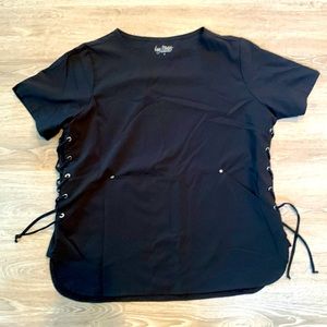 Easy Stretch Scrub Top Size Large Lace Up Side